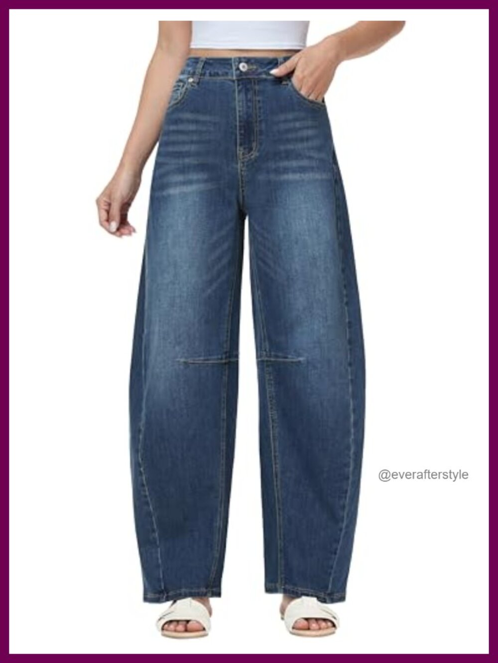 Women's Barrel Jeans Baggy Stretch Denim High Rise Wide Leg Pants